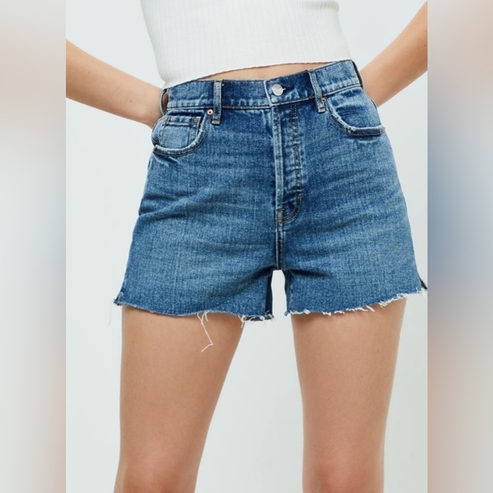 PacSun Solana Blue Denim High Rise Icon button fly cutoff Shorts size 30